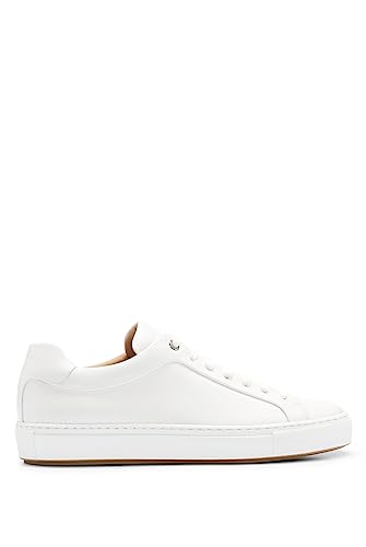 BOSS Herren Mirage Tenn In Italien gefertigte Sneakers aus Leder mit Cupsohle und Logo-Details Weiß 42 Größe 42 von BOSS