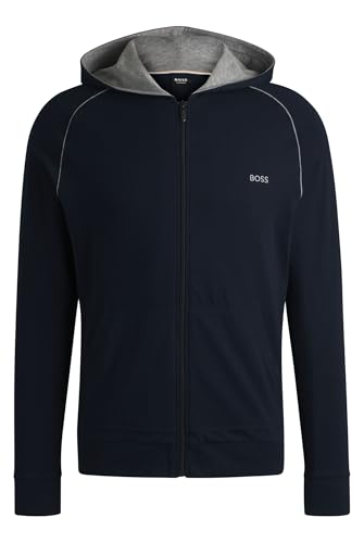 BOSS Herren Mix&Match Jacket H Hoodie aus Stretch-Baumwolle mit Reißverschluss und Logo-Stickerei Dunkelblau XXL von BOSS