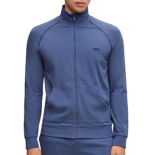BOSS Herren Trainingsjacke Sweatjacke Loungewear Homewear Mix & Match Jacket Z, Farbe:Blau, Artikel:-475 open blue, Größe:XL von BOSS
