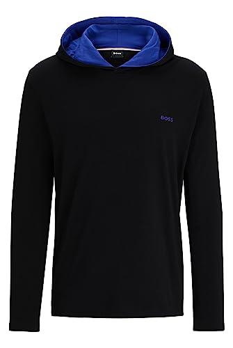 BOSS Herren Mix&Match LS-Shirt H Kapuzenpullover aus elastischem Baumwoll-Jersey mit Logo-Stickerei Schwarz S von BOSS