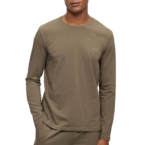 BOSS Herren Mix&Match LS-Shirt R Loungewear-Shirt aus elastischem Baumwoll-Jersey mit Logo-Stickerei Hellgrün M von BOSS