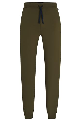 BOSS Herren Mix&Match Pants Jogginghose aus elastischem Baumwoll-Jersey mit Logo-Stickerei Dunkelgrün S von BOSS
