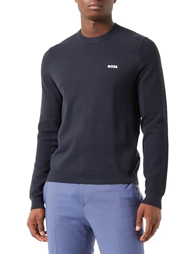 BOSS Herren Momentum-X CN Pullover aus Dry-Flex-Gewebe mit Rundhalsausschnitt und Logo Dunkelblau M von BOSS