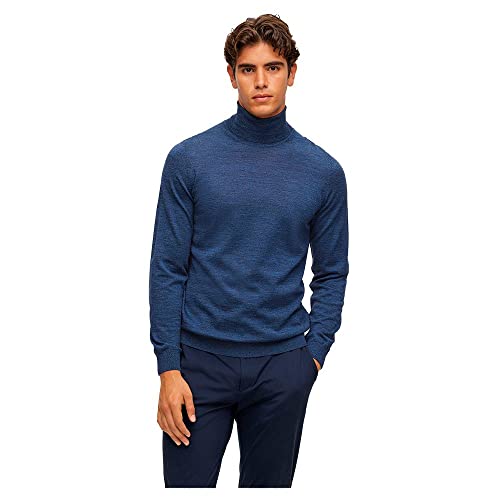 BOSS Herren Musso-P Regular-Fit Rollkragenpullover aus Merinowolle Blau XXL von BOSS