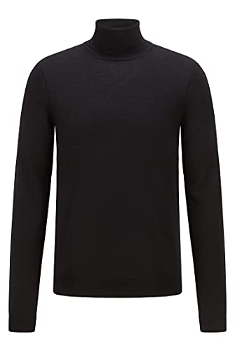BOSS Herren Musso-P Rollkragenpullover aus extrafeiner Italienischer Merinowolle, M Schwarz von BOSS
