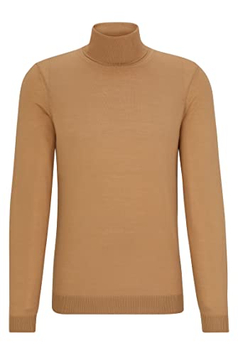 BOSS Herren Musso-P Slim-Fit Rollkragenpullover aus Schurwolle Beige L von BOSS