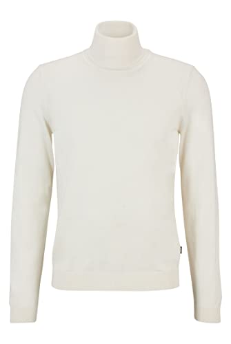 BOSS Herren Musso-P Slim-Fit Rollkragenpullover aus Schurwolle Weiß M von BOSS