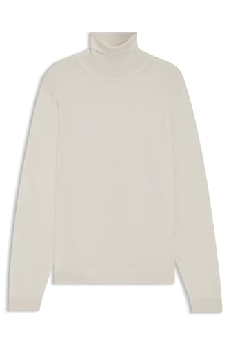 BOSS Herren Musso-P Regular-Fit Rollkragenpullover aus Merinowolle Weiß M von BOSS