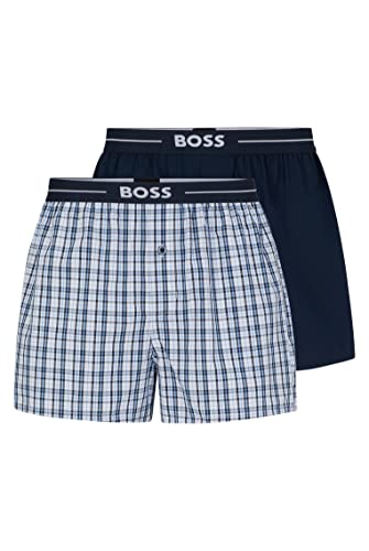 BOSS Herren NOS Boxer, 2er Pack, Sortiert, Dark Blue, S von BOSS