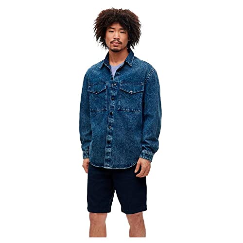 BOSS Herren Noaro BC Regular-Fit Jacke aus festem, zweifarbigem Denim Dunkelblau XL BOSS Herren Noaro BC Regular-Fit Jacke aus festem, zweifarbigem Denim Dunkelblau XL von BOSS