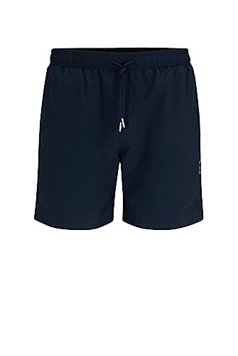 BOSS Herren OLE Schnell trocknende Badeshorts aus recyceltem Material mit Metallic-Logo Dunkelblau XL von BOSS