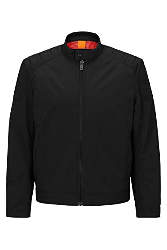 BOSS Herren Ocasey Slim-Fit Bikerjacke aus wasserabweisendem Canvas Schwarz 50 von BOSS