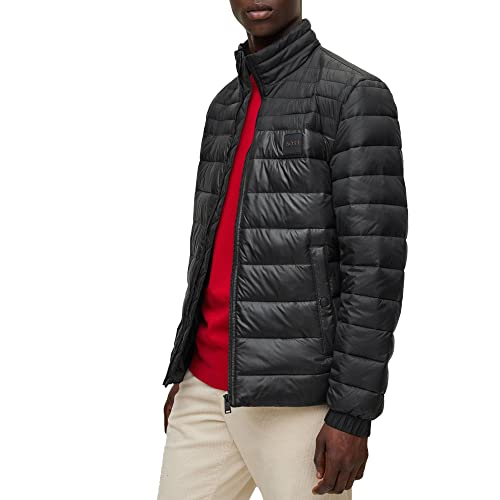 BOSS Herren Oden Wasserabweisende Steppjacke mit Silikon-Logo Schwarz 46 von BOSS