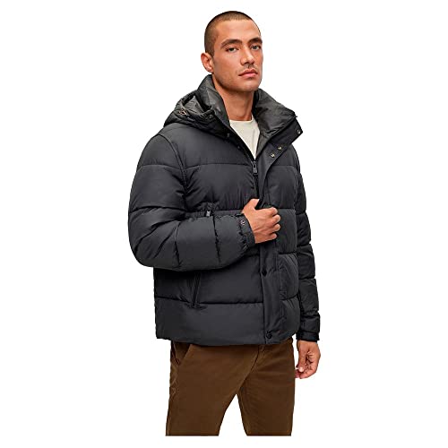 BOSS Herren Omaris Wasserabweisende Steppjacke mit Kapuze und Logo-Aufnäher Schwarz 52 von BOSS
