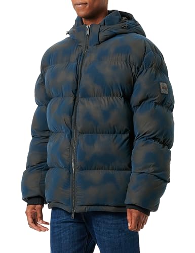 BOSS Herren Ometa Relaxed-Fit Steppjacke mit saisonalem Flockdruck Hellgrün 44 von BOSS