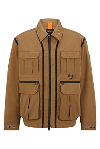 BOSS Herren Otniell Relaxed-Fit Wanderjacke mit wasserabweisendem Finish Hellbeige 48 von BOSS