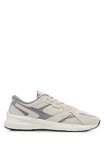 BOSS Herren Owen Runn Sneakers aus verschiedenen Materialien wie Veloursleder und Mesh Hellbeige 39 Größe 39 von BOSS