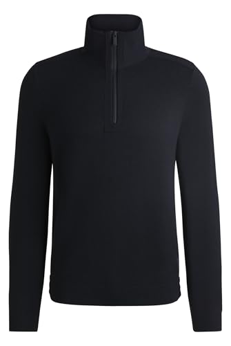 BOSS Herren P-Bart Pullover mit Troyerkragen und Softshell-Bündchen Dunkelblau M von BOSS