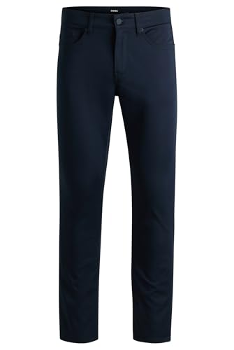 BOSS Herren P-Delaware5 Delaware Slim-Fit Hose aus elastischem Satin Dunkelblau 36/32 von BOSS