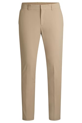 BOSS Herren P-Genius-WG-PK-251F Ideal fürs Reisen: Slim-Fit Hose aus elastischem Softshell-Gewebe Hellbeige 52 von BOSS
