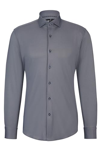 BOSS Herren P-HANK-spread-C1-222 Slim-Fit Hemd aus funktionalem Stretch-Gewebe mit Struktur Hellblau 41 von BOSS