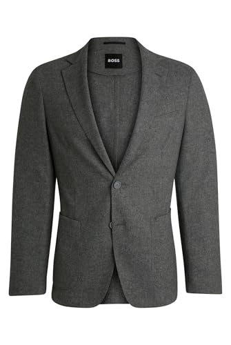 BOSS Herren P-Hanry-244 Slim-Fit Sakko aus elastischem Flanell Silber 50 von BOSS