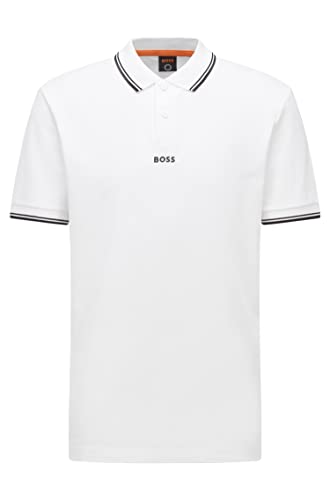 BOSS Herren PChup Poloshirt aus feinem Piqué mit kontrastfarbenen Details Weiß S von HUGO BOSS