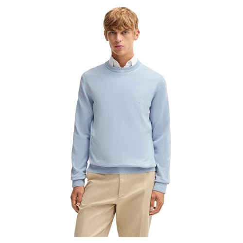 BOSS Herren Pacas-L Pullover aus Baumwolle mit Logo-Stickerei Hellblau L BOSS Herren Pacas-L Pullover aus Baumwolle mit Logo-Stickerei Hellblau L von BOSS