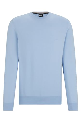 BOSS Herren Pacas-L Pullover aus Baumwolle mit Rundhalsausschnitt und Logo-Stickerei Hellblau XL von BOSS