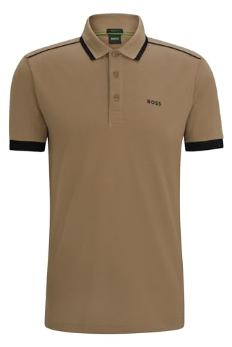 BOSS Herren Paddy 1 Poloshirt aus Baumwoll-Piqué mit kontrastfarbenen Streifen und Logo Hellgrün XXXL von BOSS