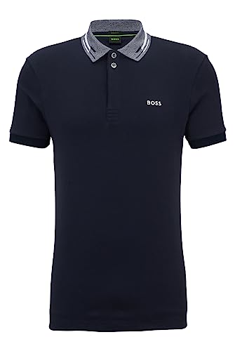 BOSS Herren Paddy 1 Poloshirt aus Interlock-Baumwolle mit Logo-Stickerei Dunkelblau S von BOSS