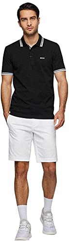 BOSS Herren Paddy Poloshirt aus Baumwoll-Piqué mit Kontrast-Logo Schwarz M von BOSS