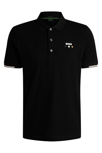 BOSS Herren Paddy Open 25 Active Paddy Poloshirt aus merzerisierter Baumwolle mit Gitter-Details Schwarz001 M von BOSS