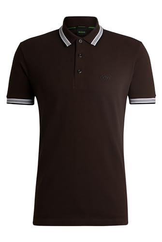 BOSS Herren Paddy Poloshirt aus Baumwoll-Piqué mit Kontrast-Logo Braun XXL von BOSS