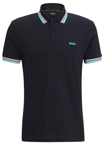 BOSS Herren Paddy Poloshirt aus Baumwoll-Piqué mit Kontrast-Logo Hellblau XXL von BOSS