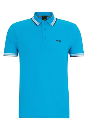 BOSS Herren Paddy Poloshirt aus Baumwoll-Piqué mit Kontrast-Logo Türkis 4XL von BOSS