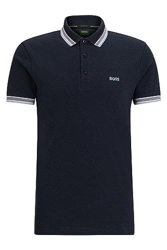 BOSS Herren Paddy Poloshirt aus Bio-Baumwolle mit Logo Dunkelblau XS von BOSS