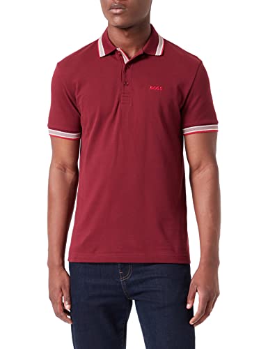 BOSS Herren Paddy Poloshirt aus Bio-Baumwolle mit Logo Dunkelrosa L von BOSS