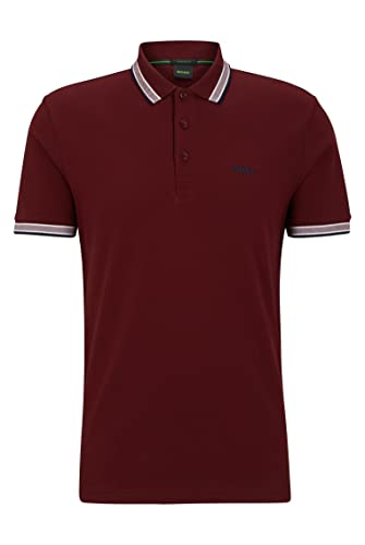 BOSS Herren Paddy Poloshirt aus Bio-Baumwolle mit Logo Dunkelrot S von BOSS