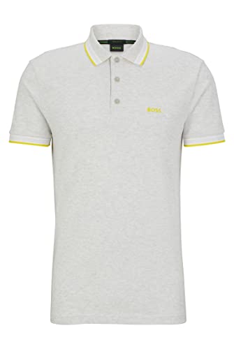 BOSS Herren Paddy Poloshirt aus Bio-Baumwolle mit Logo Hellgrau S von BOSS