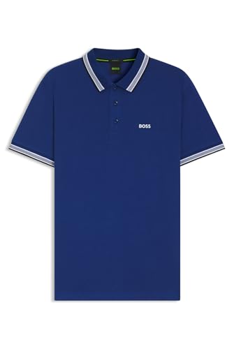 BOSS Herren Paddy Curved Polohemd, Blau, M EU von BOSS