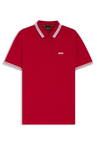 BOSS Herren Paddy Curved Polohemd, Rot, S EU von BOSS