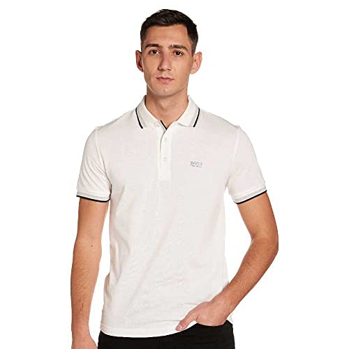 BOSS Herren Paddy Curved Polohemd, New - White100, S EU von BOSS