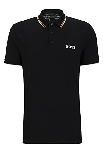 BOSS Herren Paddy Pro Poloshirt aus Baumwoll-Mix mit Kontrast-Details Schwarz S von BOSS