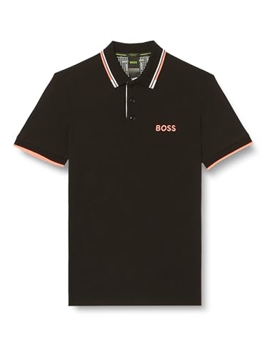 BOSS Herren Paddy Pro Poloshirt aus Baumwoll-Mix mit kontrastfarbenen Logos Dunkelgrau M von BOSS