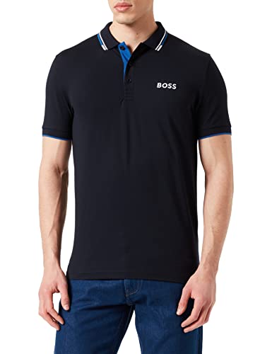 BOSS Herren Paddy Pro Poloshirt aus Baumwoll-Mix mit kontrastfarbenen Logos Dunkelblau XXL von BOSS