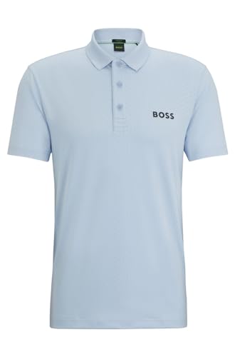 BOSS Herren Paddytech Poloshirt aus Dégradé-Jacquard mit kontrastfarbenem Logo Lila L von BOSS