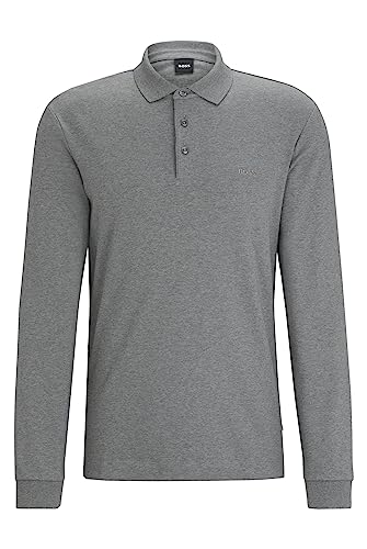 BOSS Herren Pado 30 Poloshirt aus Interlock-Baumwolle mit Logo-Stickerei Grau XL von BOSS