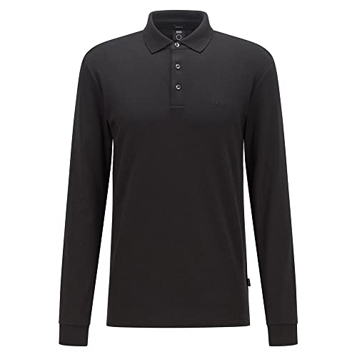 BOSS Herren Pado 30 Poloshirt aus Interlock-Baumwolle mit Logo-Stickerei Schwarz M von BOSS