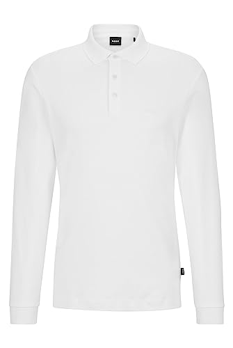 BOSS Herren Pado 30 Poloshirt aus Interlock-Baumwolle mit Logo-Stickerei Weiß XL von BOSS